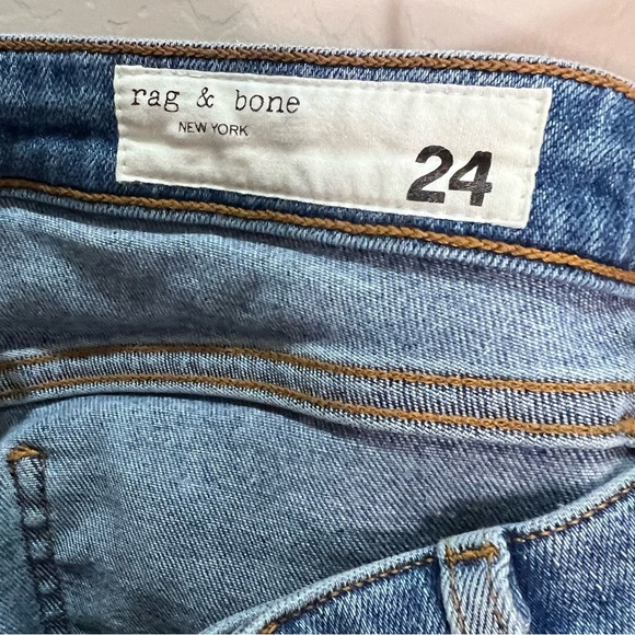 Rag & Bone Jeans Palmer Cate Mid Rise Ankle Women Blue Raw Fray Hem Normcore - Picture 6 of 15